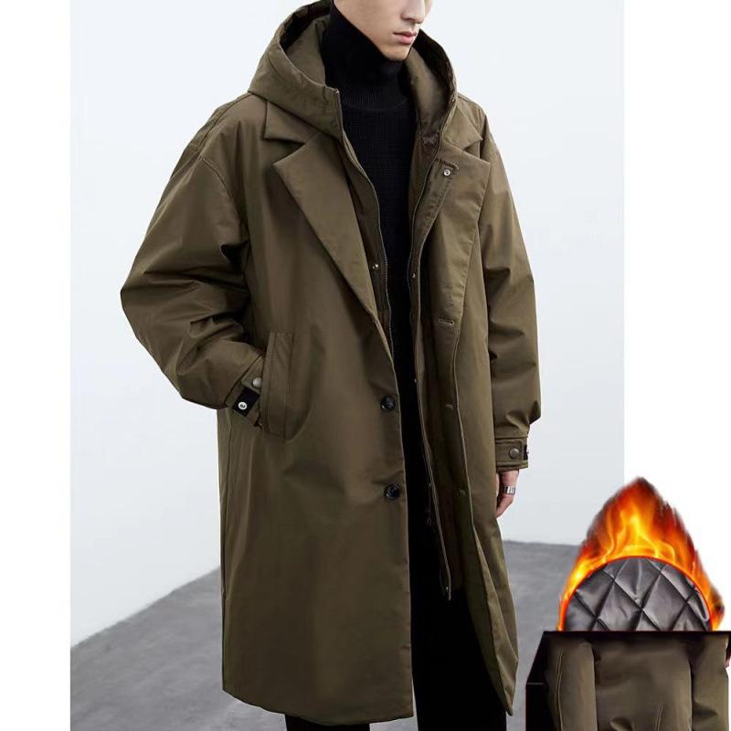 Moda Primavera e Autunno Colore Solido Antivento Lungo Trench Uomo Casual Largo Taglia Grande Cappotto M-5XL
