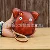 First Layer Cowhide Piggy Mini Change Bag Cowhide Card Bag Key Bag Clutch Bag Cute Animal Handbag