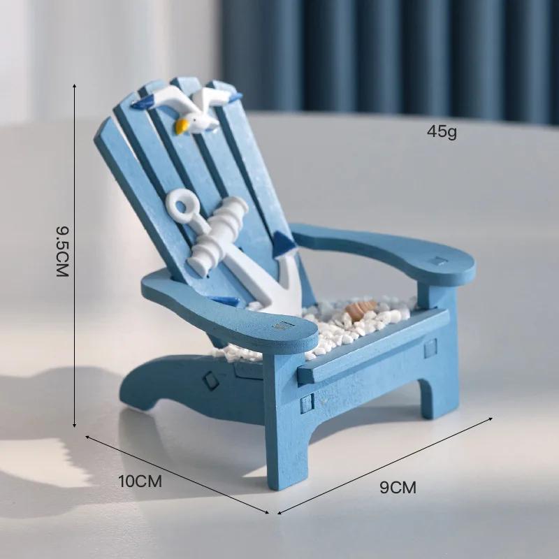 

Mediterranean Style Wood Beach Chair Figurines, Mini Blue Chair Model for Garden Furniture Dollhouse Beach Themed Decorations чистий білий колір