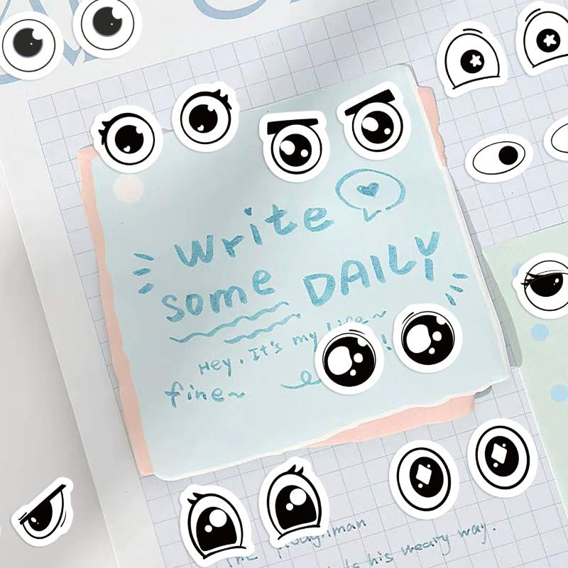 

500Pcs Cute Cartoon Eye Stickers Roll Assorted Expression Decals For Diy Craft, Classroom School Teacher Stationery Book Decor 1ROLL