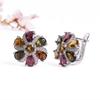 925 Sterling Silver Pendant Necklace Earrings Ring Nautral Colorful Tourmaline Fine Jewelry for Women Nice Gift