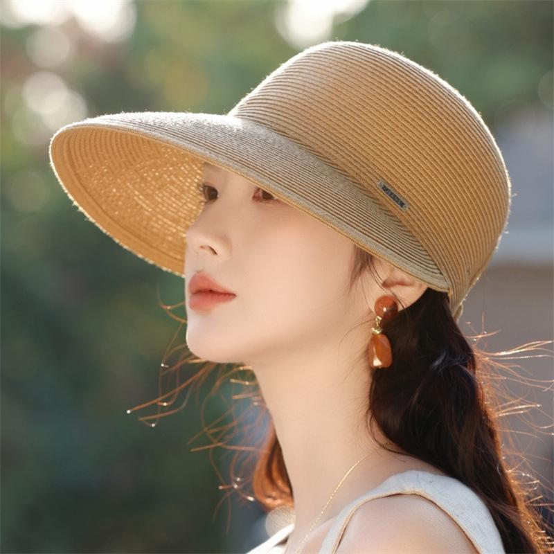 Women's Japanese Style Wide Brim Straw Hat - Summer Sun Protection for Outdoor Travel & Riding