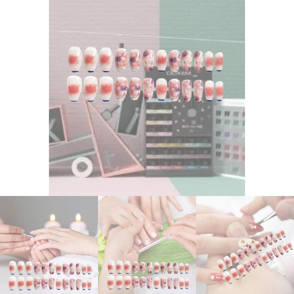 Wearable Nail Sticker Flower Rendering Wearable Nail Piece Nail Piece Removable Nail Sticker Piece Finished Y21