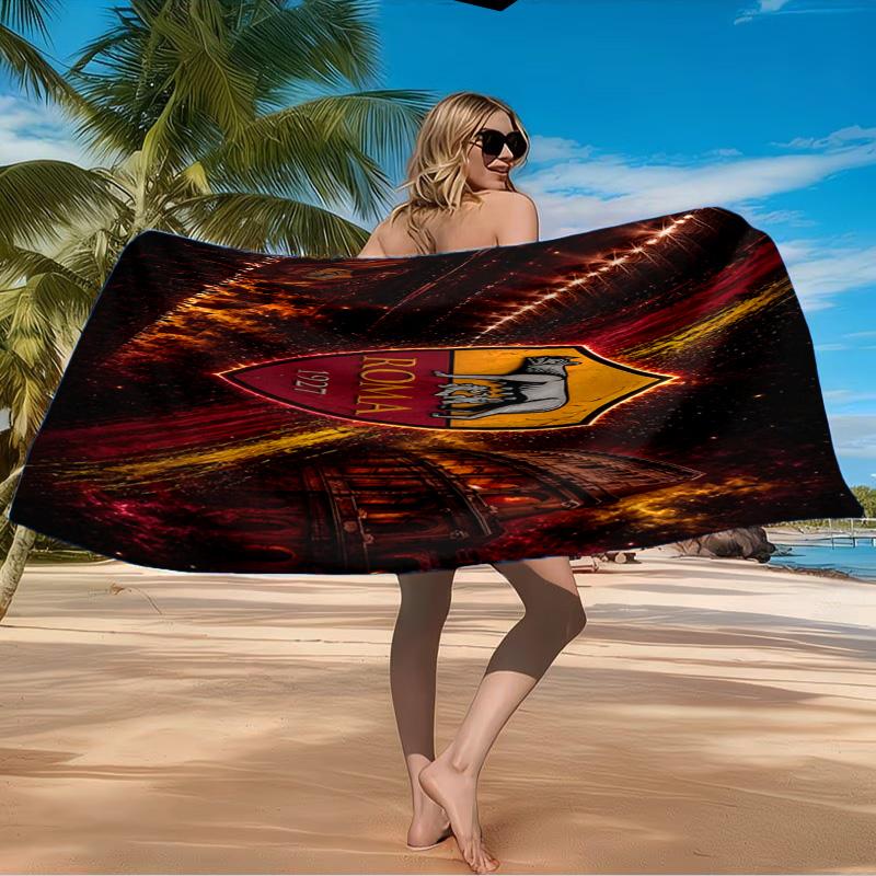Roma Football Club Crest Beach Towel Microfiber Beach Towel, Lightweight and Quick-Dry, for Summer Travel, Swimming Pool Fan Birthday Gift