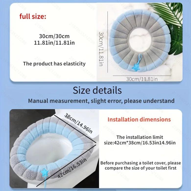 Winter Universal Toilet Seat Cover Winter Warm Soft WC Mat Bathroom Washable Removable Cushions with Flip Lid Handle Household