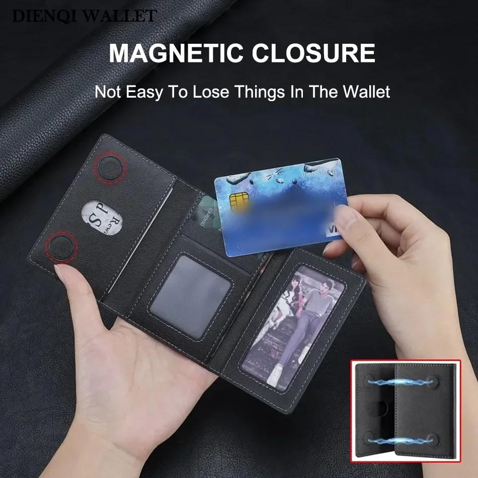 Trifold Magnetic Phone Wallet PU Leather Card Bag Card Holder Wallet for Apple IPhone 16 15 12 13 14 Pro Max Plus Mini