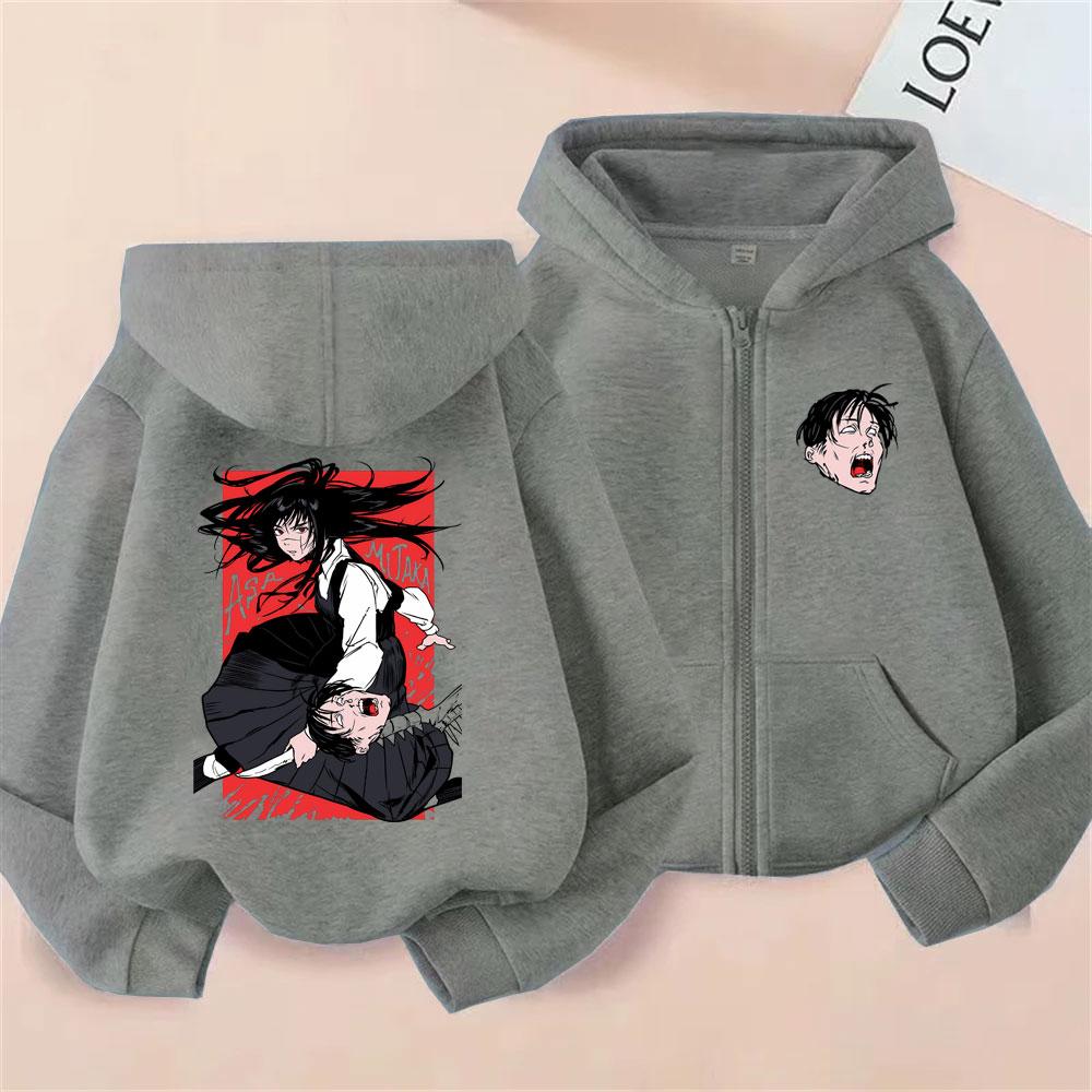 Anime Chainsaw Man Reißverschluss-Hoodie Hayakawa Aki und Makima Grafik Reißverschlussjacke Mantel Herren Damen Mode Lässige Oversized Hoodies