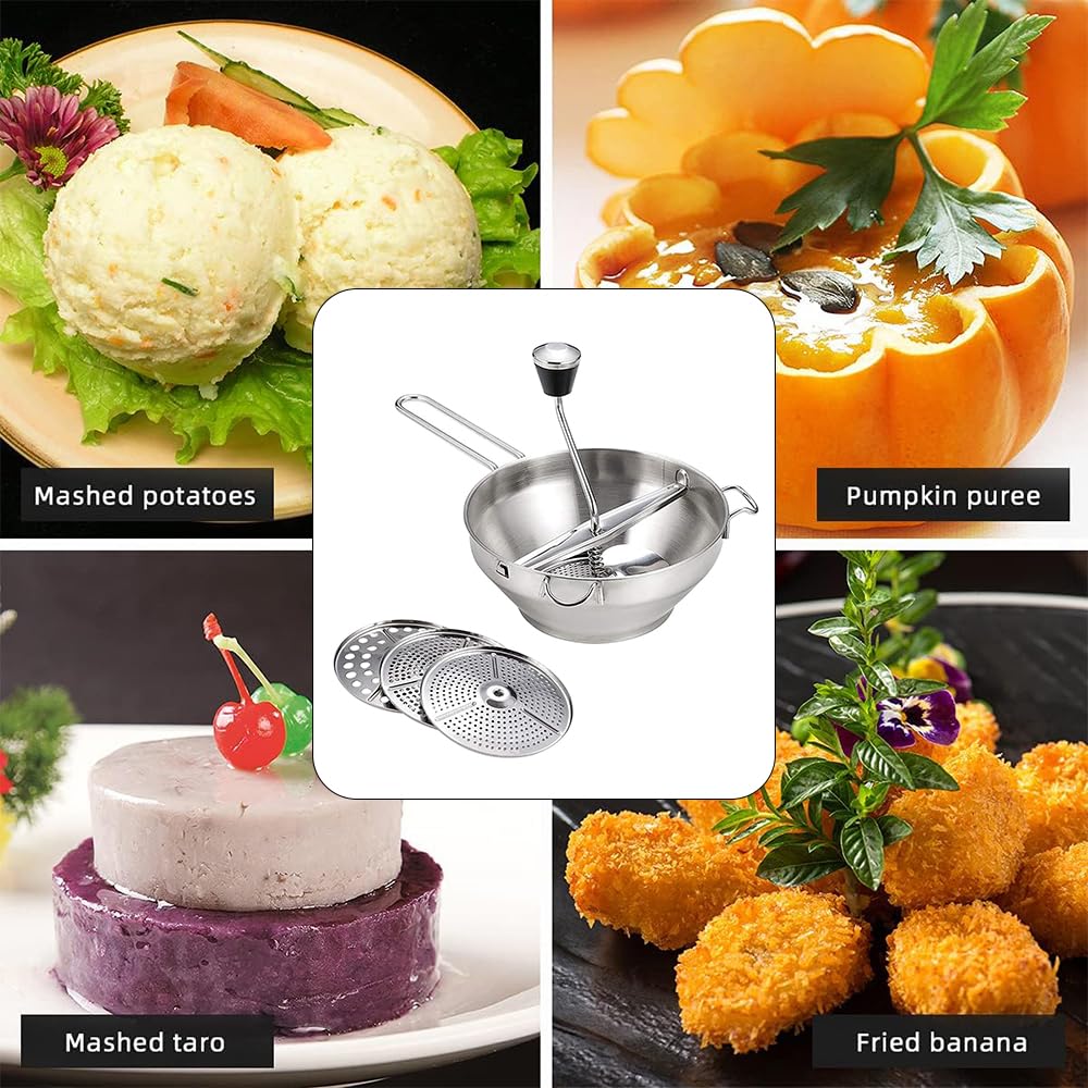 Stainless Steel Potato Masher, Potato Chopper, Mincing Potato Ricer, Manual Potato Squeezer, Fruit and Vegetable Masher, Juicer, Food Strainer, Multif