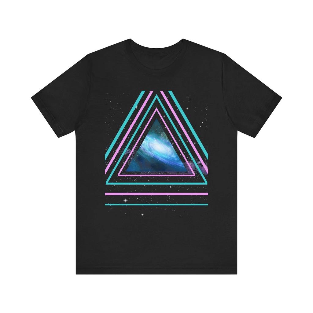 T-shirt Triangolo Galattico | Maglietta Unisex Geometrica Spaziale al Neon Retrò