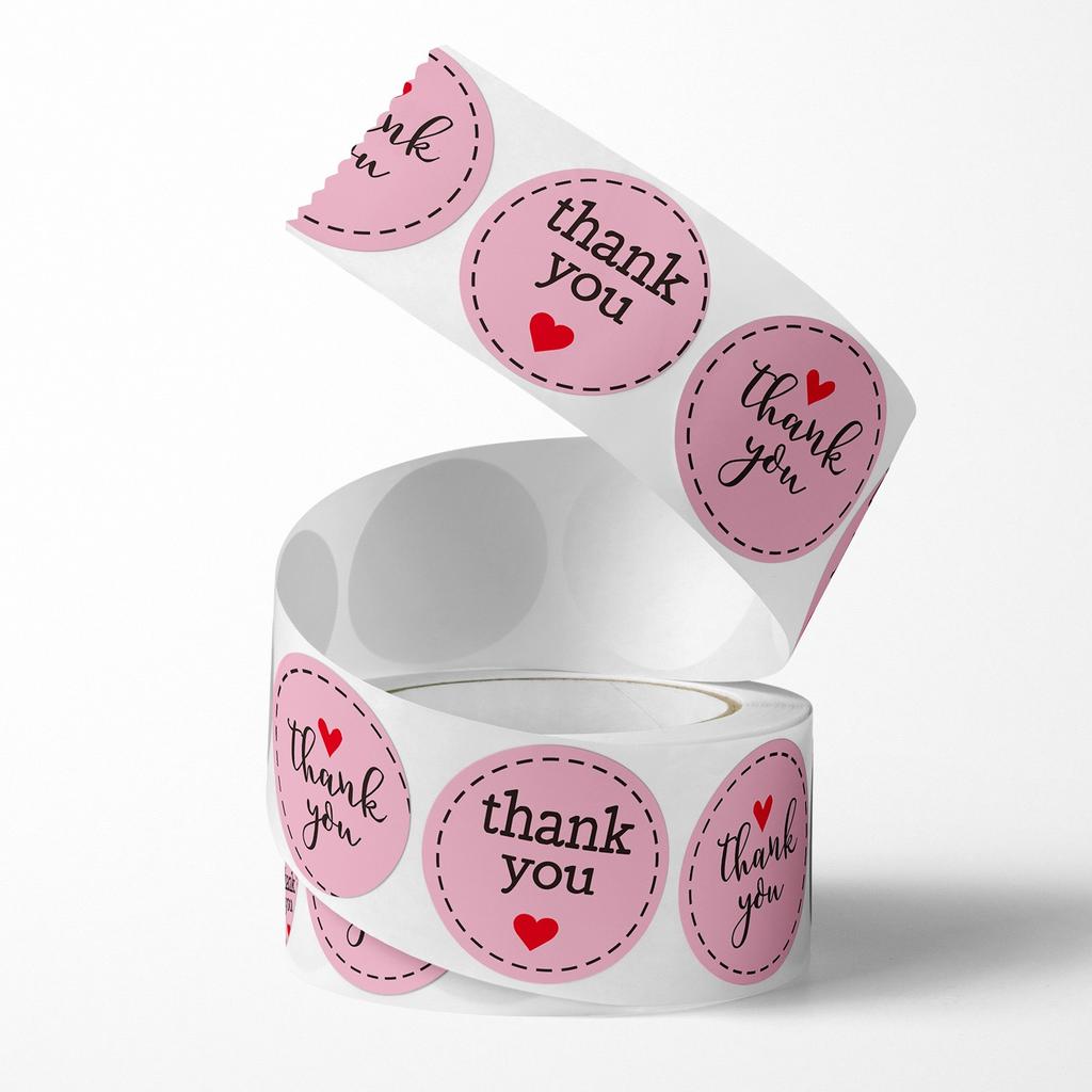 500pcs/1 roll love heart roll stickers, thank you stickers, sticker craft stickers, wedding birthday decoration labels