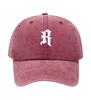 Letter R Printed Washed Cotton Adjustable Baseball Cap Classic Snapback Dad Hat Breathable Golf Fishing Outdoor Sun Cap