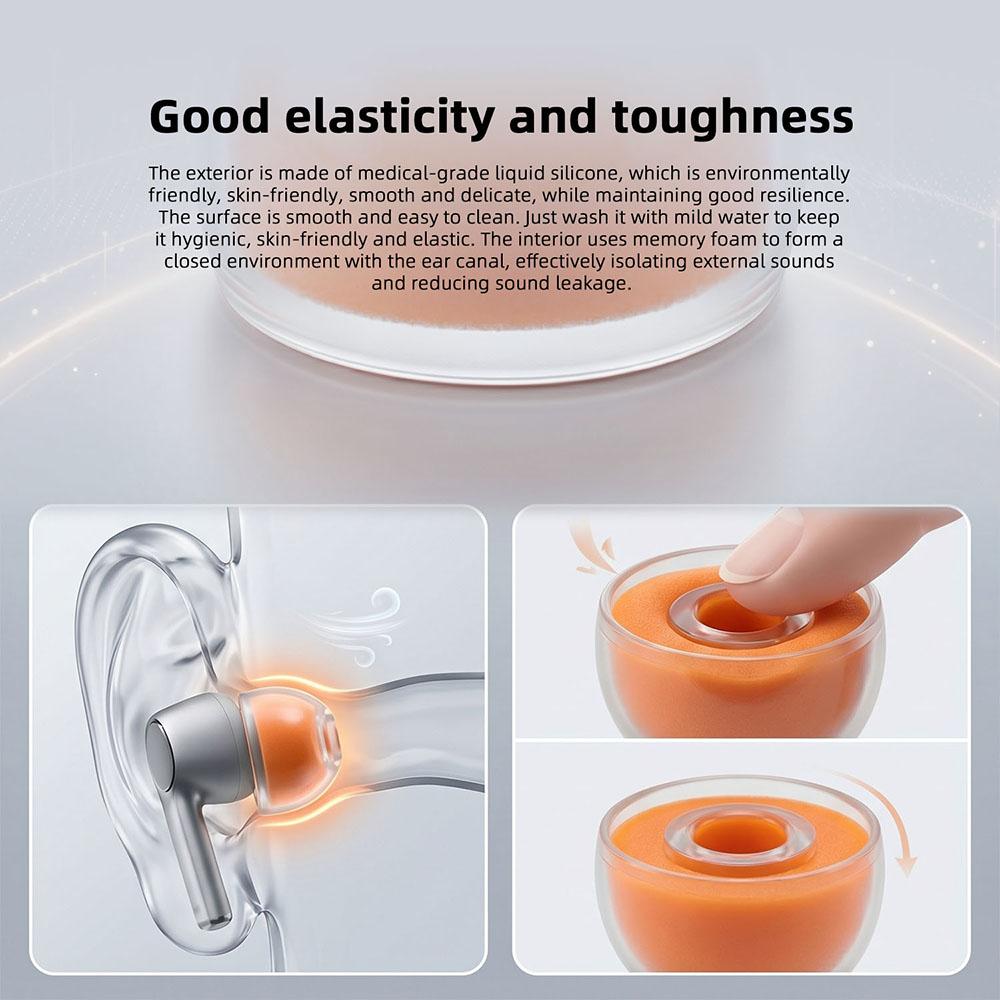 KEYSION Slow Rebound Memory Foam+Transparent Liquid Silicone Ear Tips SML Noise Isolating Soft Safe Eartips Earphone Accessories