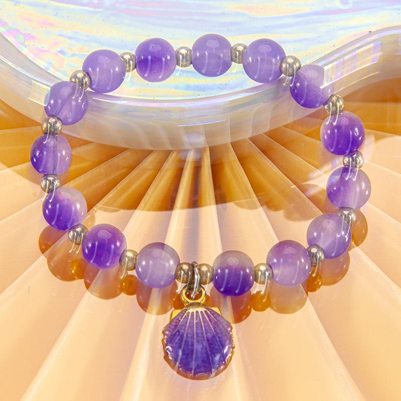Cute Cartoon Women Bracelet, Beaded Design with Alloy Unicorn, Mermaid and Shell Charm, High Texture Daily Hand Ornaments