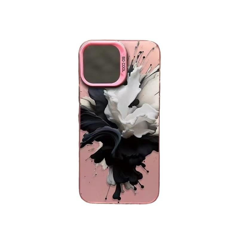 Black and White Ink Is Suitable for Iphone17 Mobile Phone Case 11 Apple 15promax/14 Anti-drop 13pro European and American Wind 16