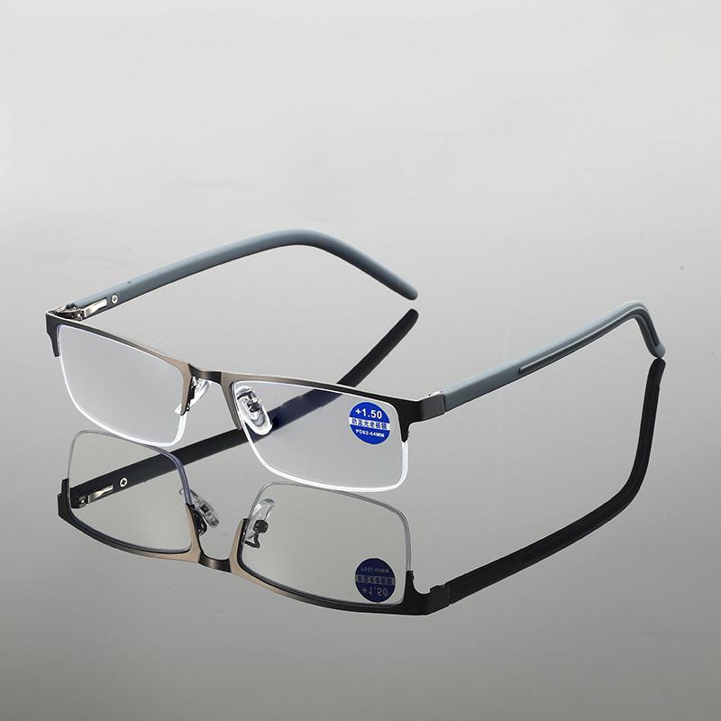 

2025 Men s Lightweight Anti-Blue Light Reading Glasses with Metal Frame and Spring Legs 400
