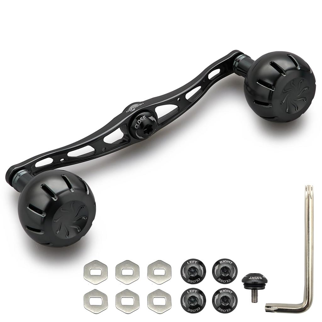 HEIGHTEN 130mm Reel Handle with 35mm Compatible with and Abu Garcia Baitcasting Chrysant Series Gray Knob, Shimano, Daiwa, Reels, (Dark