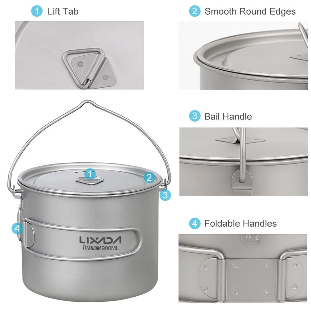 Lightweight   750ml Pot with Folding   for Outdoor Camping Hiking Backpacking Picnic