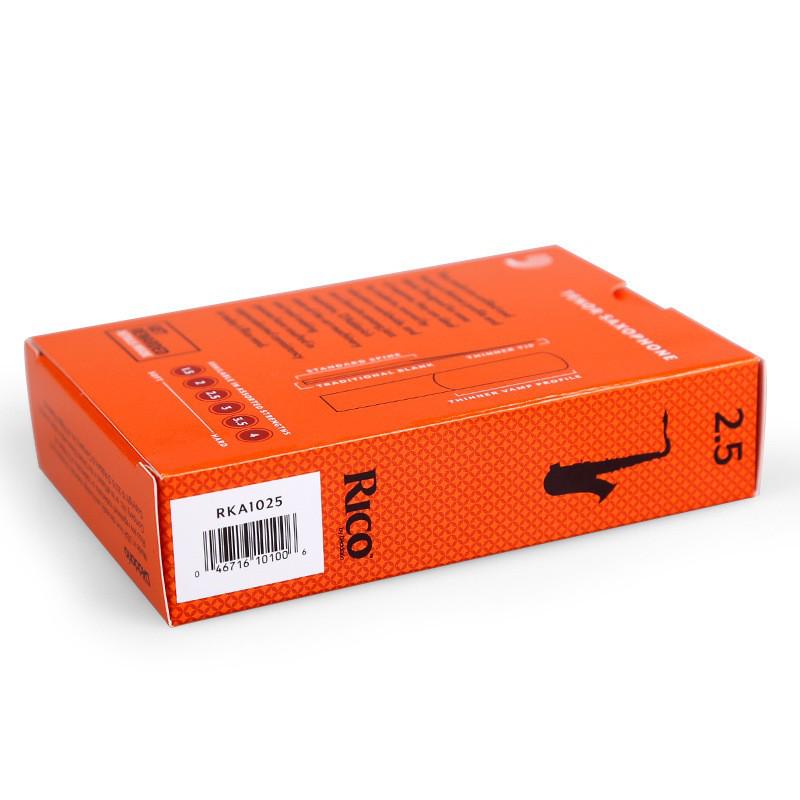 Genuine RICO B-flat Alto Saxophone Reeds, Strengths 1.5-3.0, Yellow-Orange Box, 10-Pack