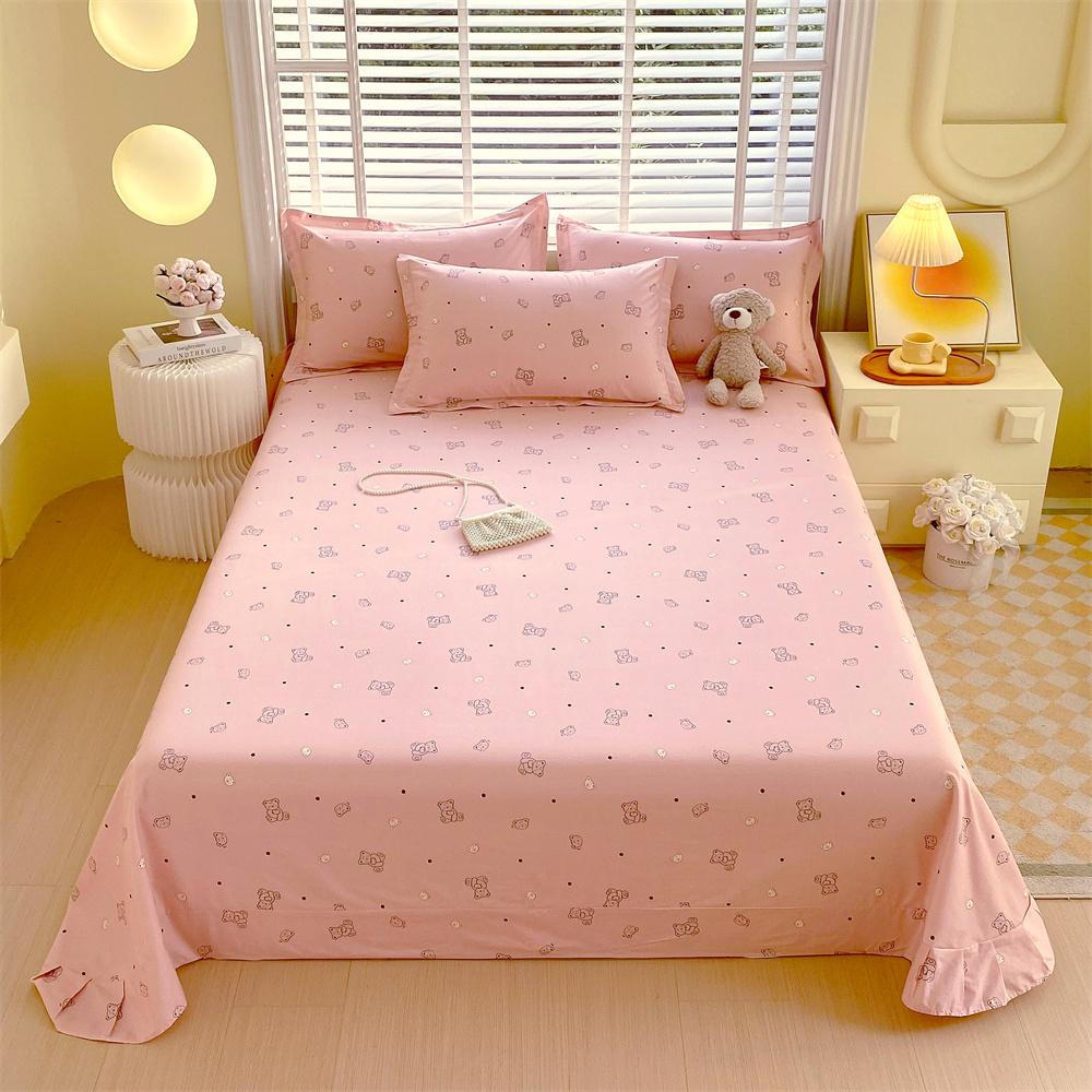 Cotton Bed Flat Sheet for Double Bed Plain Top Sheets Single/Queen/King Flowers Flat Bedsheets Soft Home Bed Linen Sheets