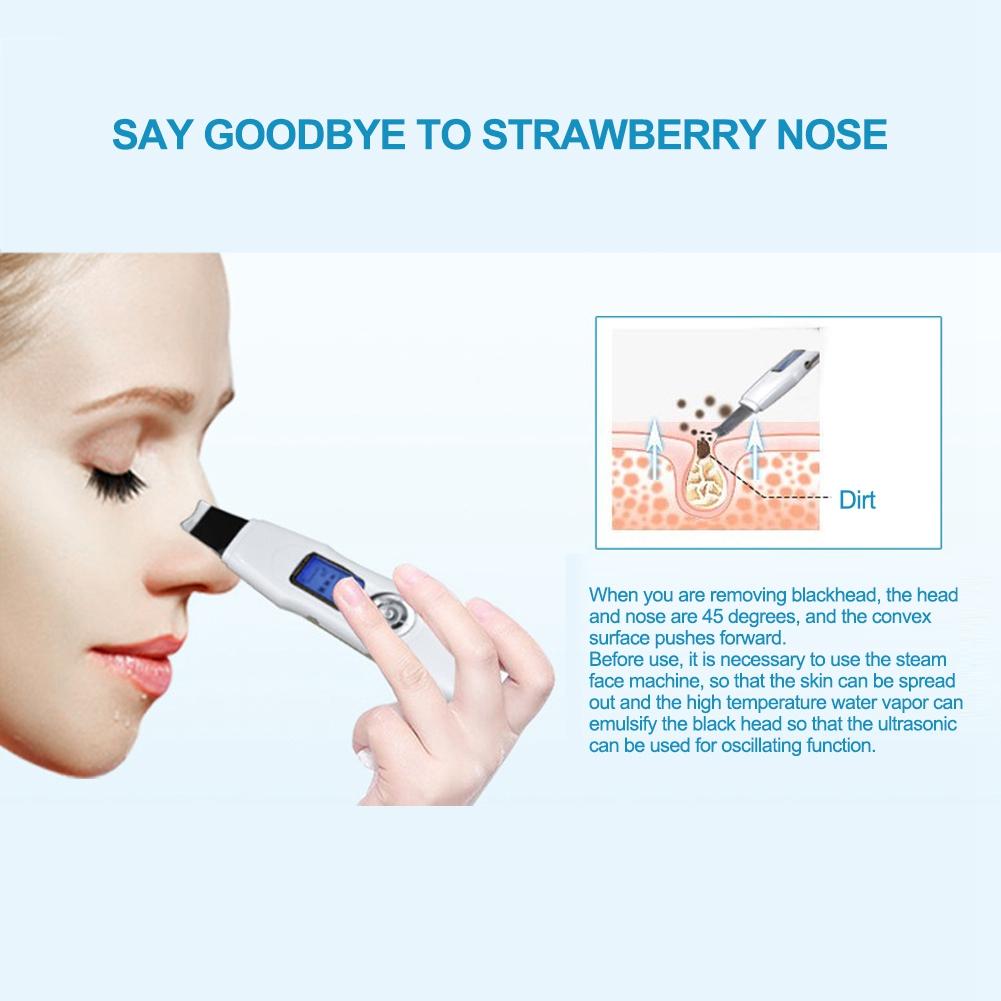 EMS Ion Ultrasonic Facial Cleaner Skin Peeling Face Pores Deep Cleansing Cuticles Removal Scrub