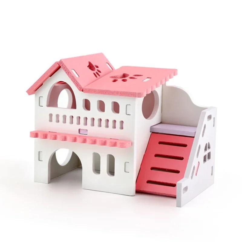 Деревянный домик-гнездо для хомяка, спальный домик, дом, роскошная клетка, укрытие для мелких животных, игрушка, принадлежности для мелких животных, укрытие для хомяка M&Quadrate