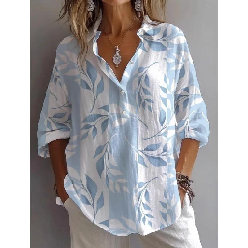 QICED Women's Fashion Casual Long Sleeve POLO Neck Blouses & Shirts