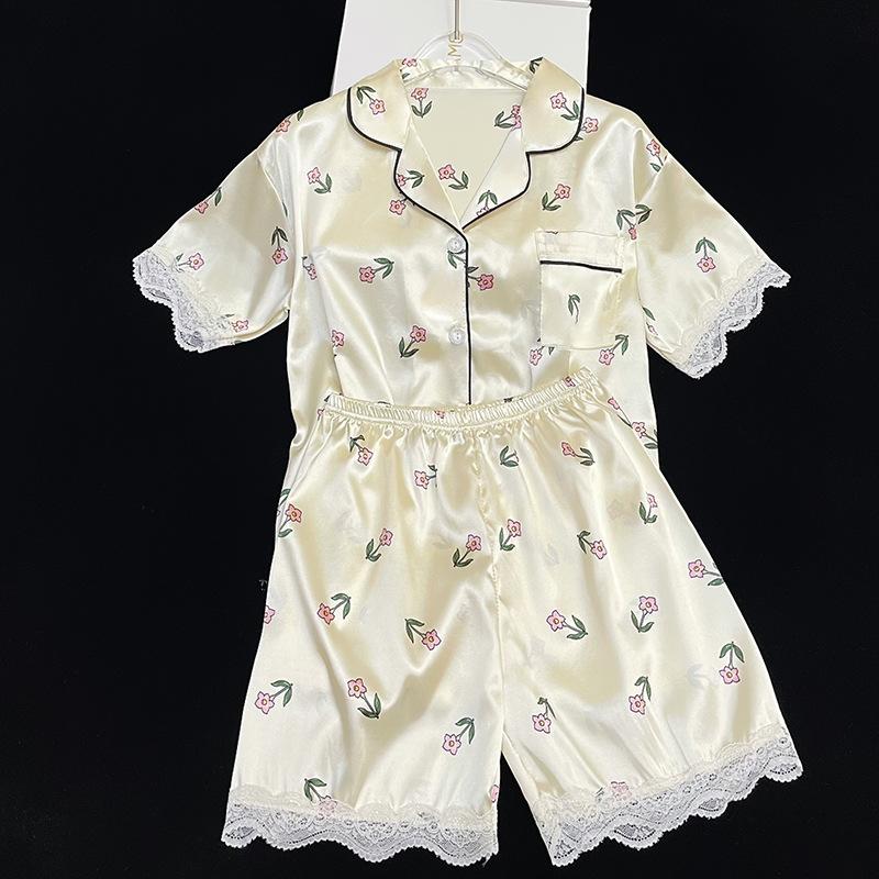 Summer Sweet And Gentle Pink Short Sleeve Shorts Pajamas Ladies Wind Suit Loungewear