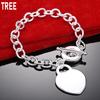 925 Sterling Silver Simple And Stylish Heart Lock Bracelet Gift Jewelry