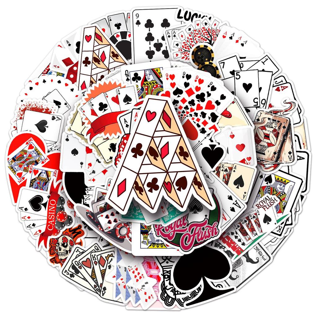 50 Poker Card Stickers: Trendy Waterproof Graffiti for Suitcases, Computers, and Notebooks