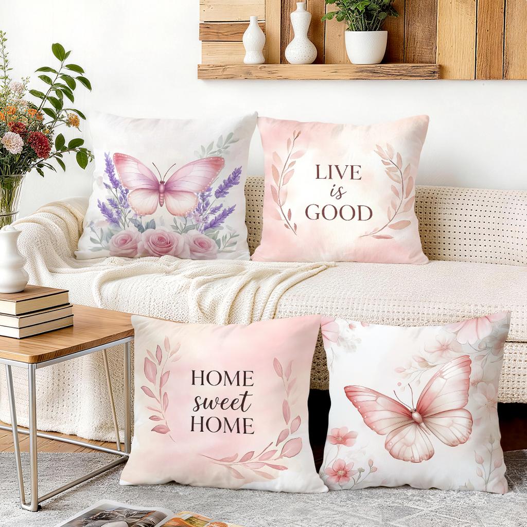 1/4pcs Flower Butterfly Cushions Pillowcase Polyester Cushion Cover Throw Pillow Pillowcover Home Car Sofa Decor