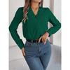 Women's Fall and Winter Elegant Solid Color Layered V-neck Long-sleeved Shirt