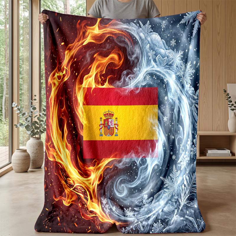 Spanien Fußball Bedruckte Flanelldecke Hautfreundlich Warm Dekorativer Überwurf für Innen Couch Bett Tägliche Nutzung
