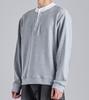 Beoteunseoul Layered Henley Neck Cotton Sweatshirt (Melange)