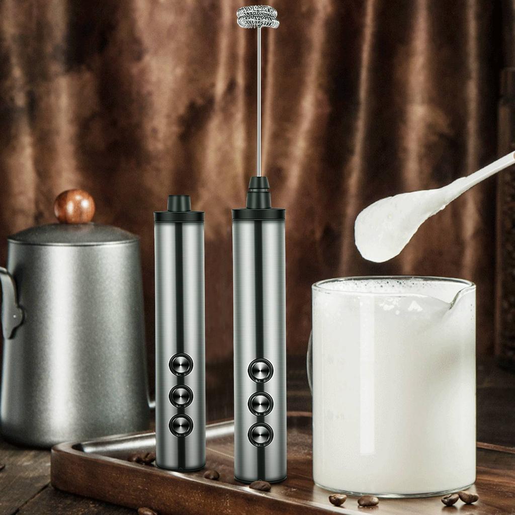 USB Elektrischer Milchaufschäumer 3 Geschwindigkeiten Cappuccino Kaffee Schäumer 3 Schneebesen Handheld Eierrührgerät Heißschokolade Latte Getränkemixer