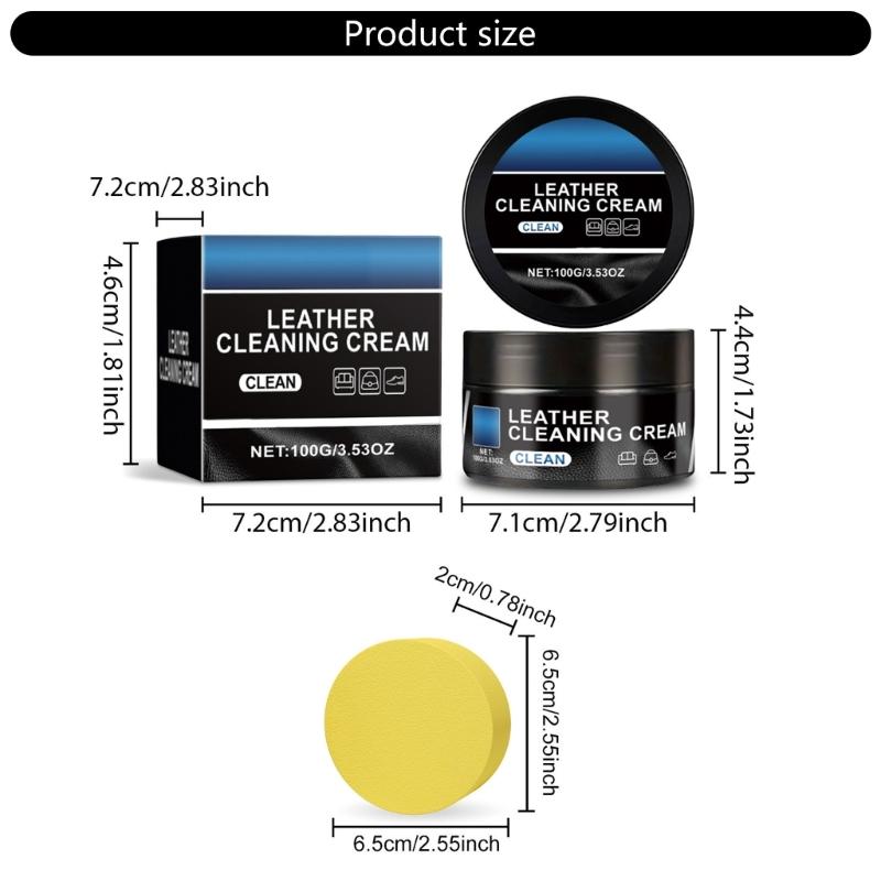 Gentle Leather Cleaner Paste Auto Interior Leather Cleaner with Natural Ingredients 100g Capacity for Delicate Surfaces