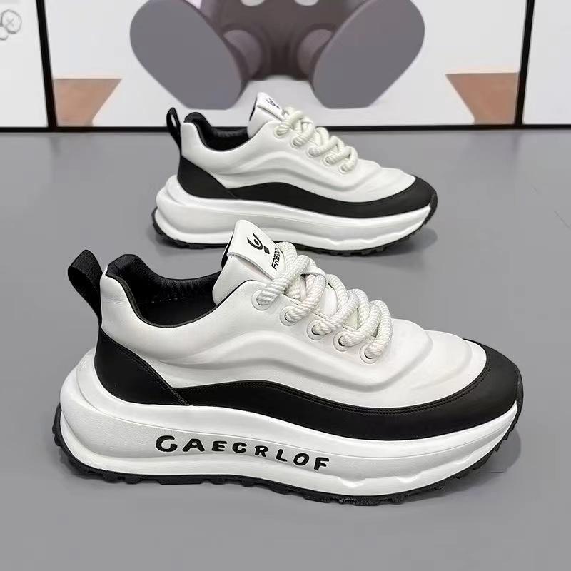 Designer Luxury Chunky Sneakers for Men Fashion Casual Color Block Leather Breathable Height Increased Platform Running Shoes