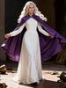 Cape à Capuche en Velours Médiéval pour Femmes Hommes avec Passepoil Doré Costume Renaissance Halloween Performance Scénique Adulte