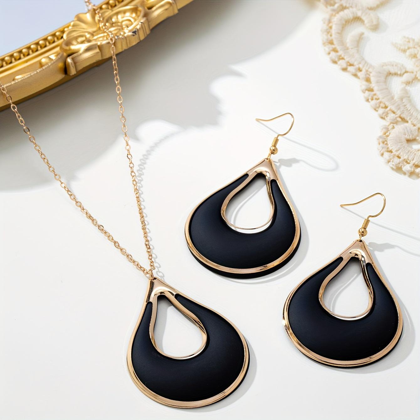 Hot Selling Water Drop Earrings & Necklace Set - Simple Korean/Japanese Style Women’s Creative Metal Jewelry Set