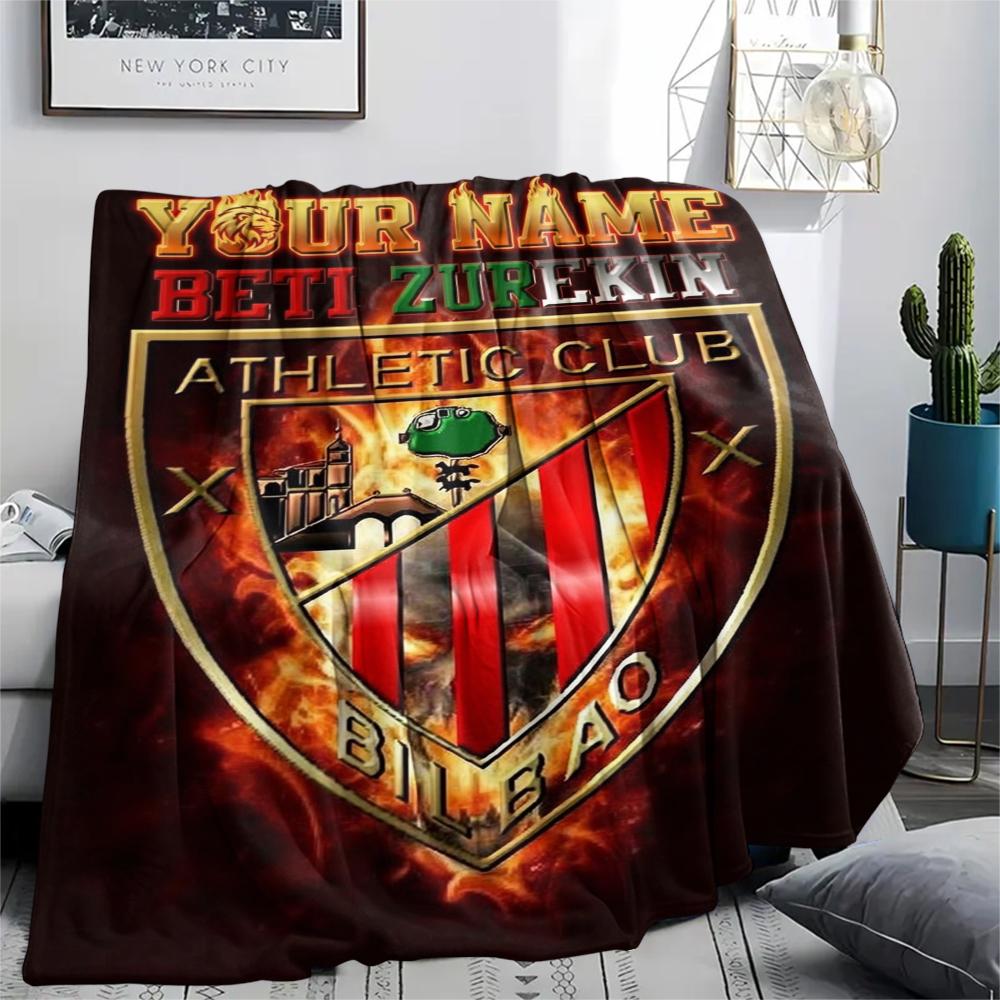 1PC Custom Name Athletic Club Patterned Flannel Blanket Suitable For All Seasons for Home Decor Warmth and Comfort Gifts Holiday Present