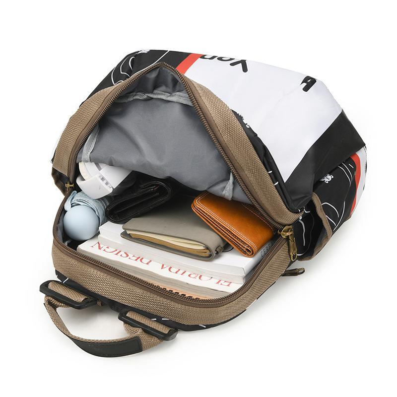 Trend Printed Bag 2025 New Ethnic Style Backpack Fashion Painted Printed Backpack Retro Large-capacity Contrast Women Bag