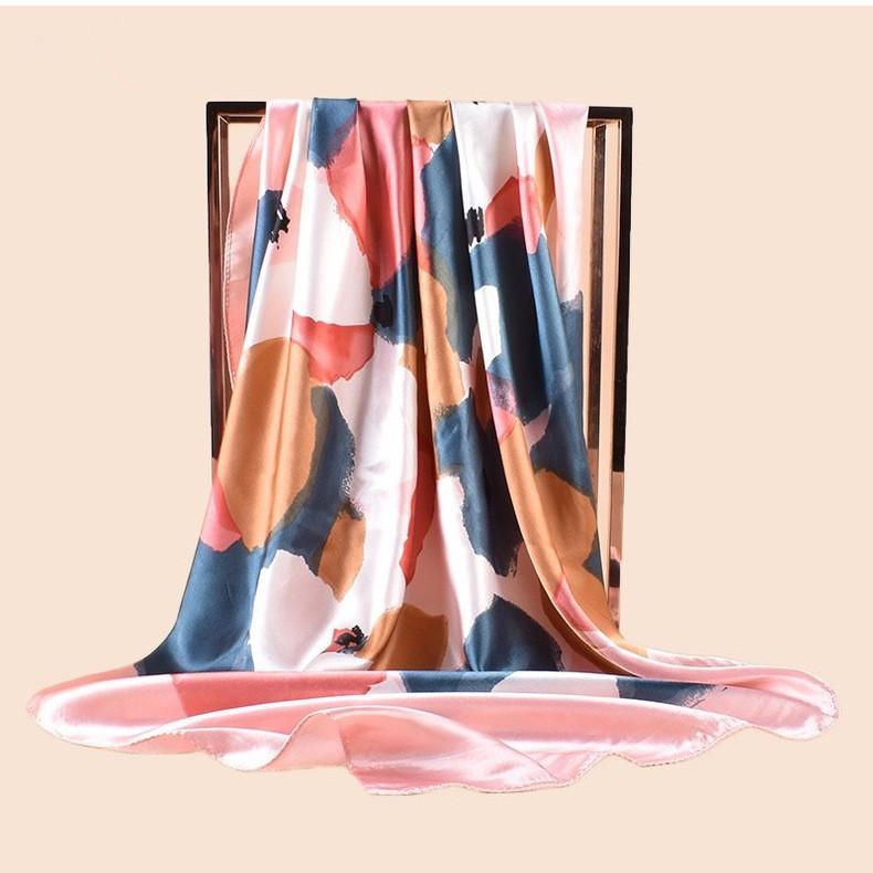 

Высококачественная шаль атласный шелковый квадратный шарф женский цветочный шейный платок женский головной убор повязки для волос принт фуляр хиджаб обертывания бандана 90X90cm розовый