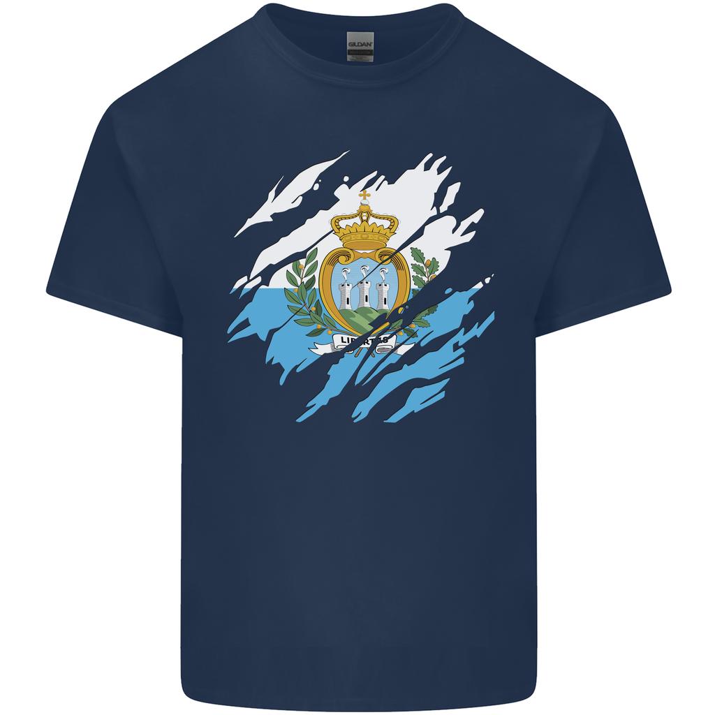 Torn San Marino Flag Sammarinese Day Football Unisexs Light Cotton TShirt