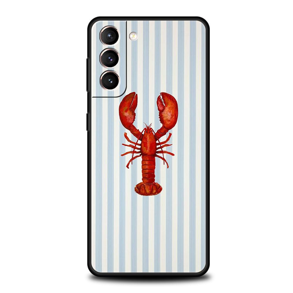Phone Case Cover for Samsung Galaxy S25 Edge S24 S23 S22 S20 S21 FE Ultra S10 S10E Plus Soft TPU Marine Life, Crabs, Lobsters