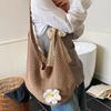 Simple Handmade Knit Shoulder Bag Bohemian Solid Color Crochet Tote Bag Large Capacity Hollow Out Woven Handbag Vacation