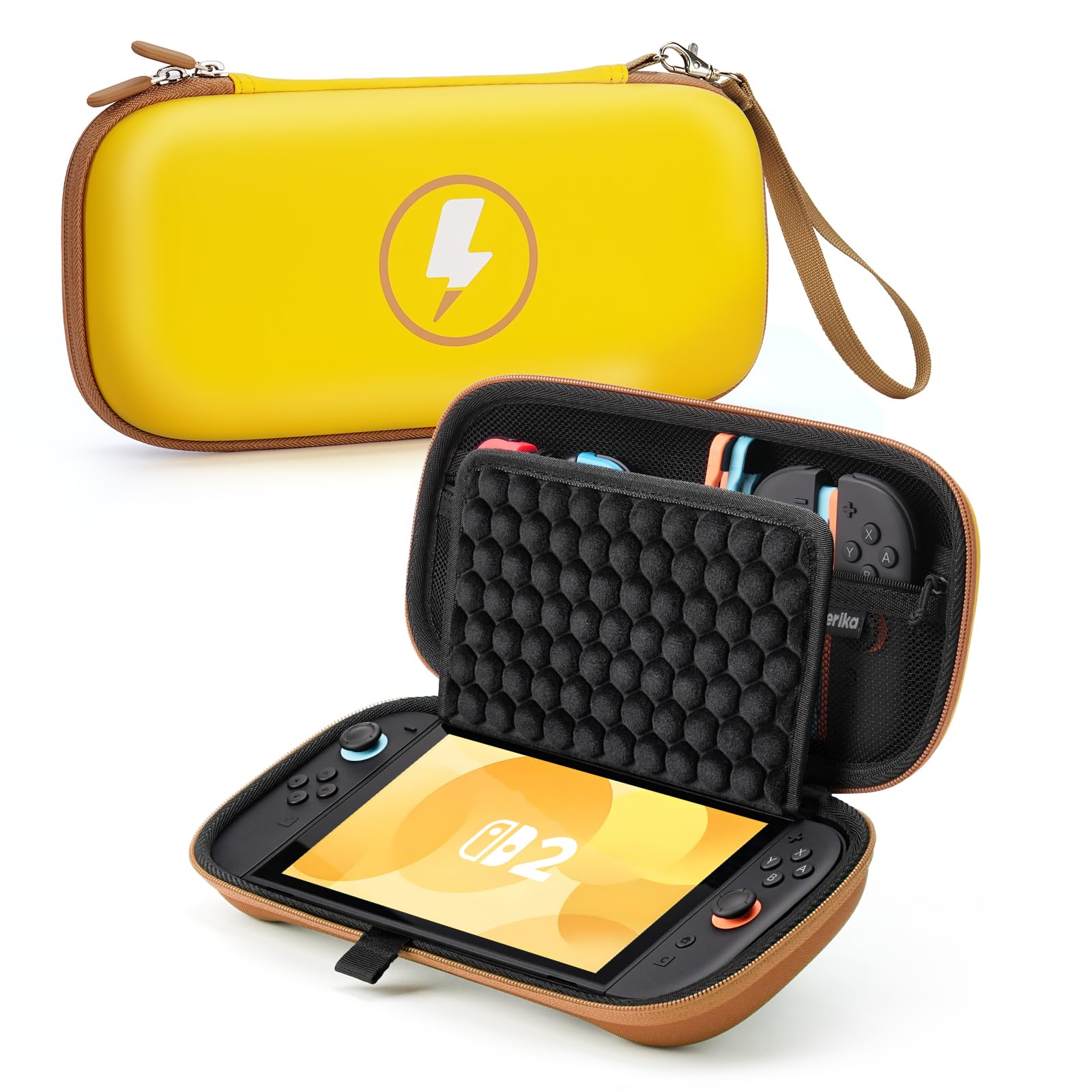 

Самый мощный защитный чехол, совместимый с Switch Switch 2, с местом для хранения, сотовой панелью с точками для экрана, большим отсеком для 10 игр и легким