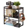 Aibiju Desk Shelf Book Stand Desktop Rack 43cm X 20cm X 43cm Small Item Storage Shelf Kitchen Storage 6 Hooks Desk Rack Stand Adjustable Shelf Height