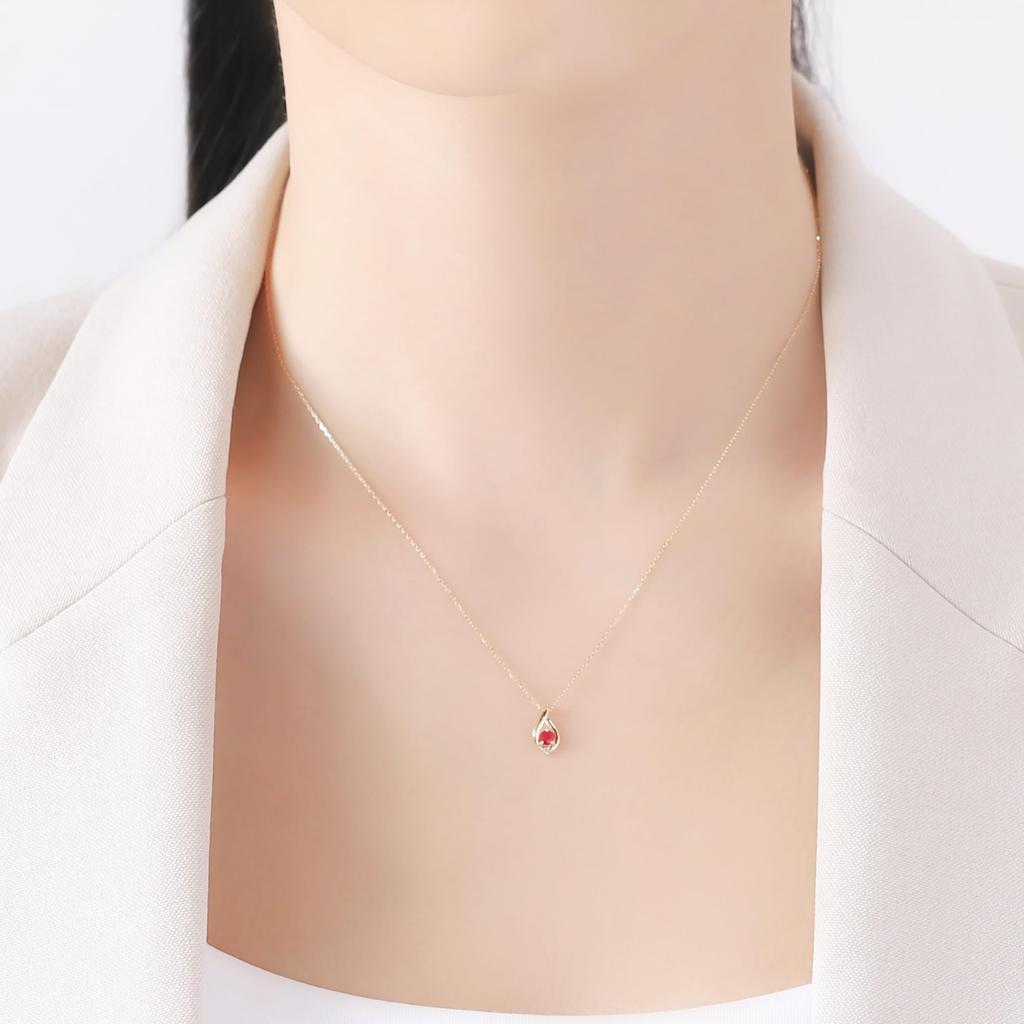 ESTELLE Necklace K10 Yellow Gold July Birthstone Ruby Teardrop Motif [ESTELLE] [Official] [WEB Exclusive] Women's 0452-8191-0019-0000