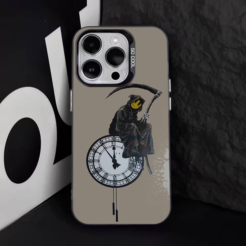 G-Graffiti Artist B-Banksy Phone Case For iPhone 16,15,14,13,12,11,8,7,Pro,Max,Plus,Mini,XS,SE Anti Fall Black Matte Hard