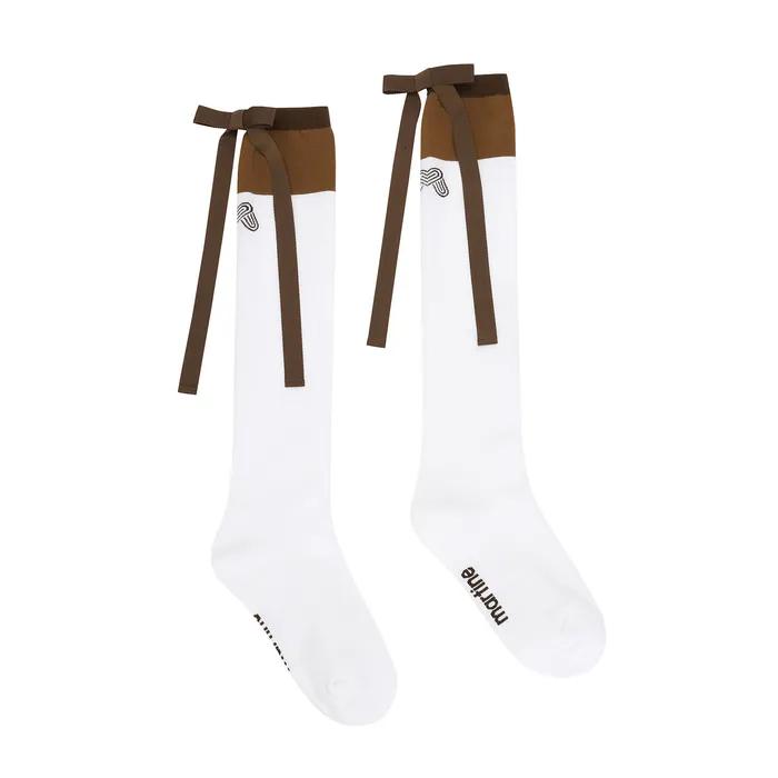 Ribbon Back Point Knee Socks_CAMEL