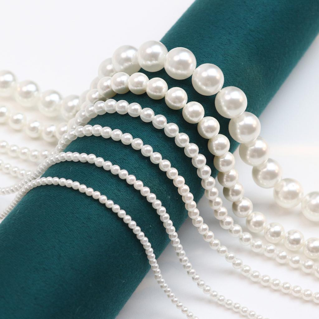 1String, Romantic Sweet Natural Shell White Beads 2/4/6/8/10mm, 38cm Strand for DIY Valentine's Day Bracelet Necklace Gift Making, Women Jewelry Craft